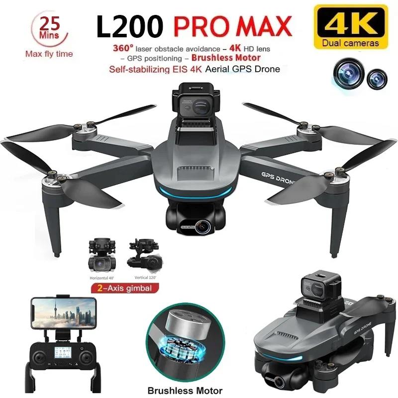 Drone Rc Helicopter With Camera - L200 PRO MAX Drone 4K 2-Axis