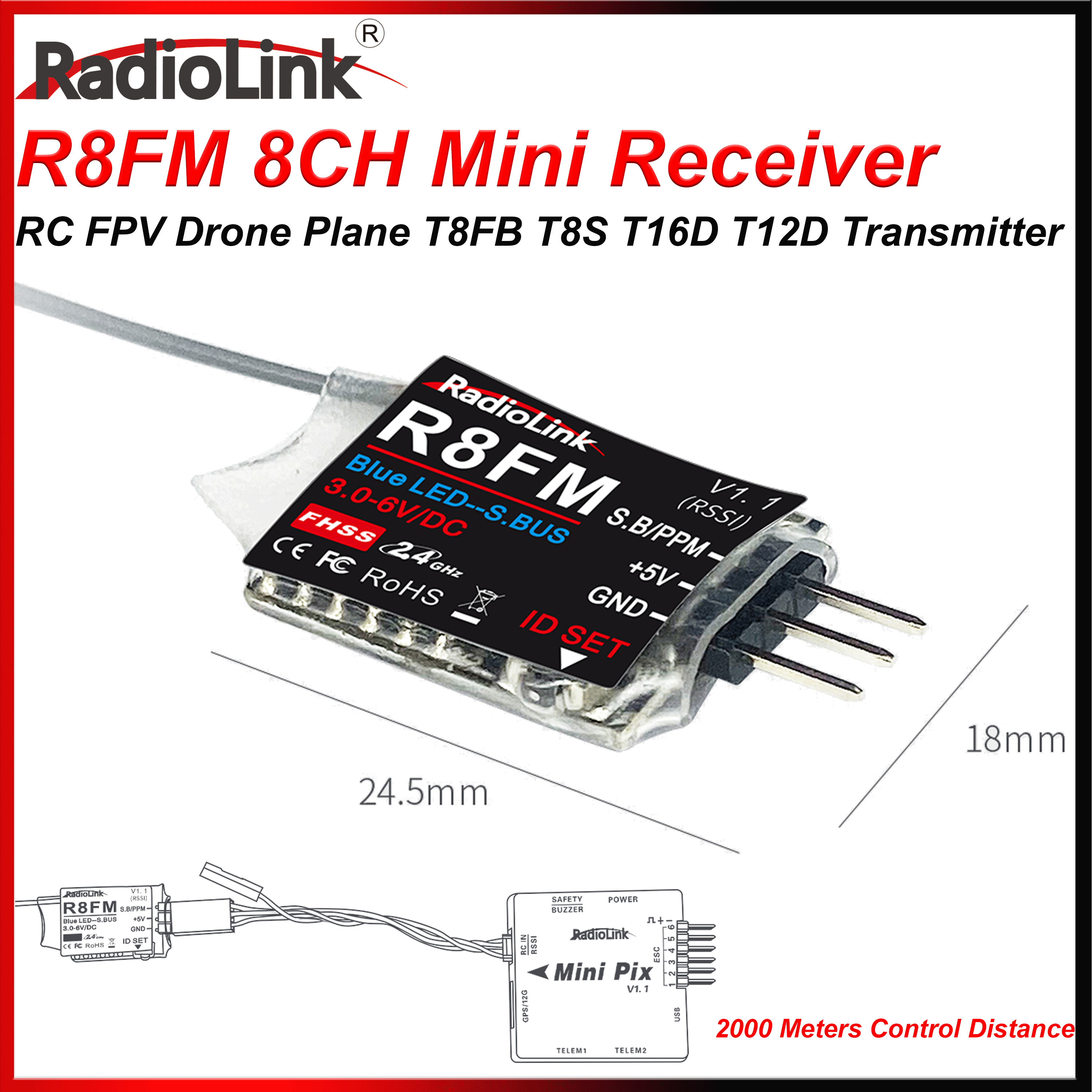 Drone Rc Signal - Radiolink R8FM 8 Channels 2.4GHz Mini