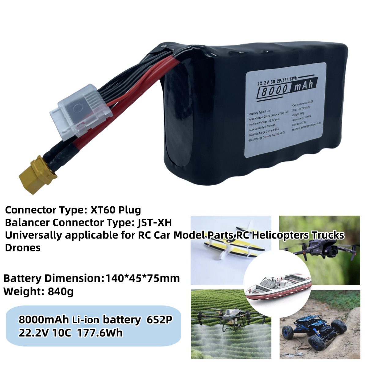 6S2P 10C Battery 22.2V 8000mAh - Drone Rc Truck recensione e prezzo
