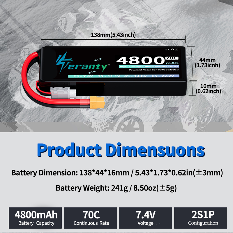 TERANTY Lipo Battery 2S 4800mA - Drone Rc Truck recensione e prezzo