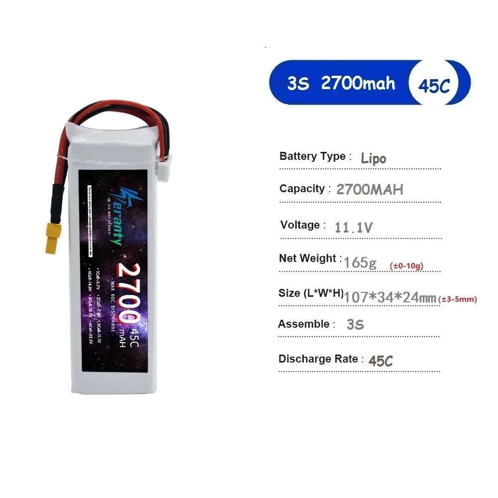 TERANTY 2700 MAH 45C 3S batter - Drone Avion Rc recensione e prezzo