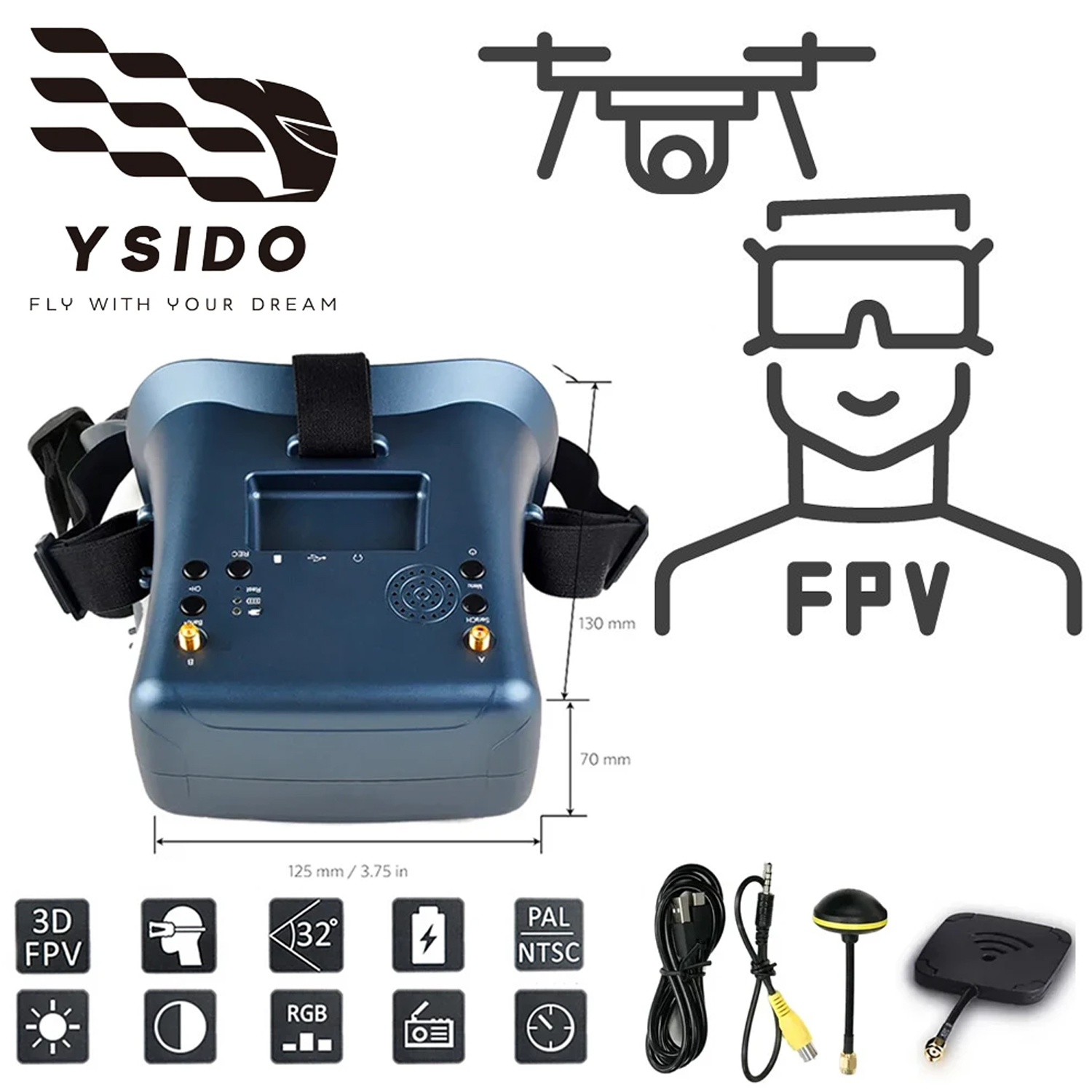FPV Goggles 008D 5.8G 40CH 4.3 - Fpv Goggles Headset recensione e prezzo
