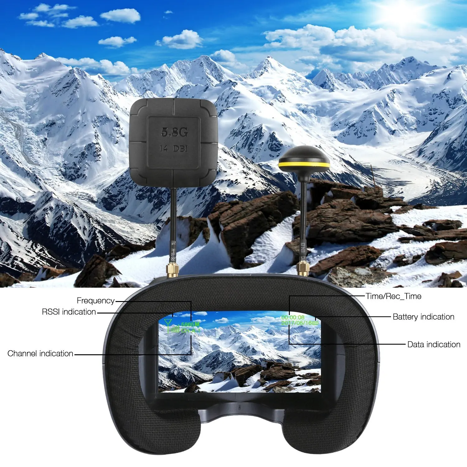 FPV Goggles 008D 5.8G 40CH 4.3 - Fpv Goggles Headset recensione e prezzo